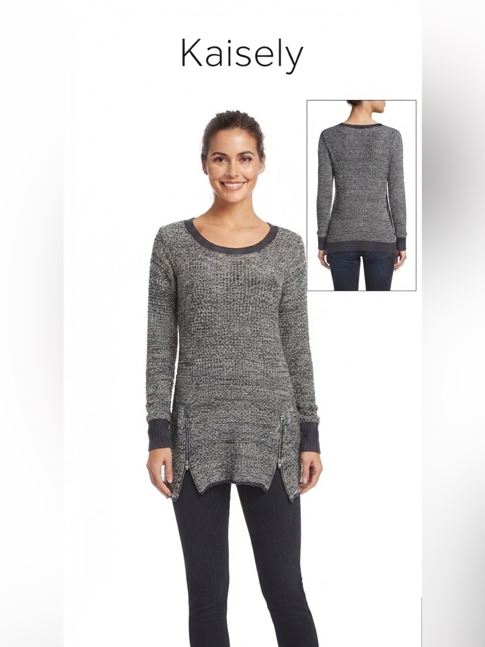 Kaisely Double Zipper Sweater/Tunic Extra Small